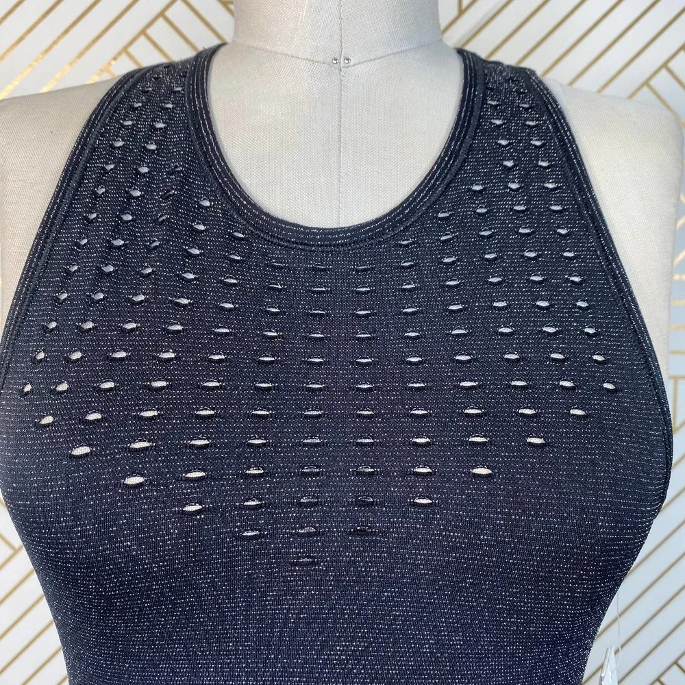Good American Seamless Lurex Stripe‎ Bra in Black - Picture 4 of 11